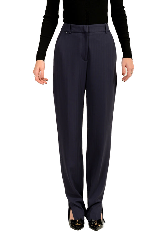 Hugo Boss Women's "Tanya_Long1" Navy Striped Straight Pants US 4 IT 40