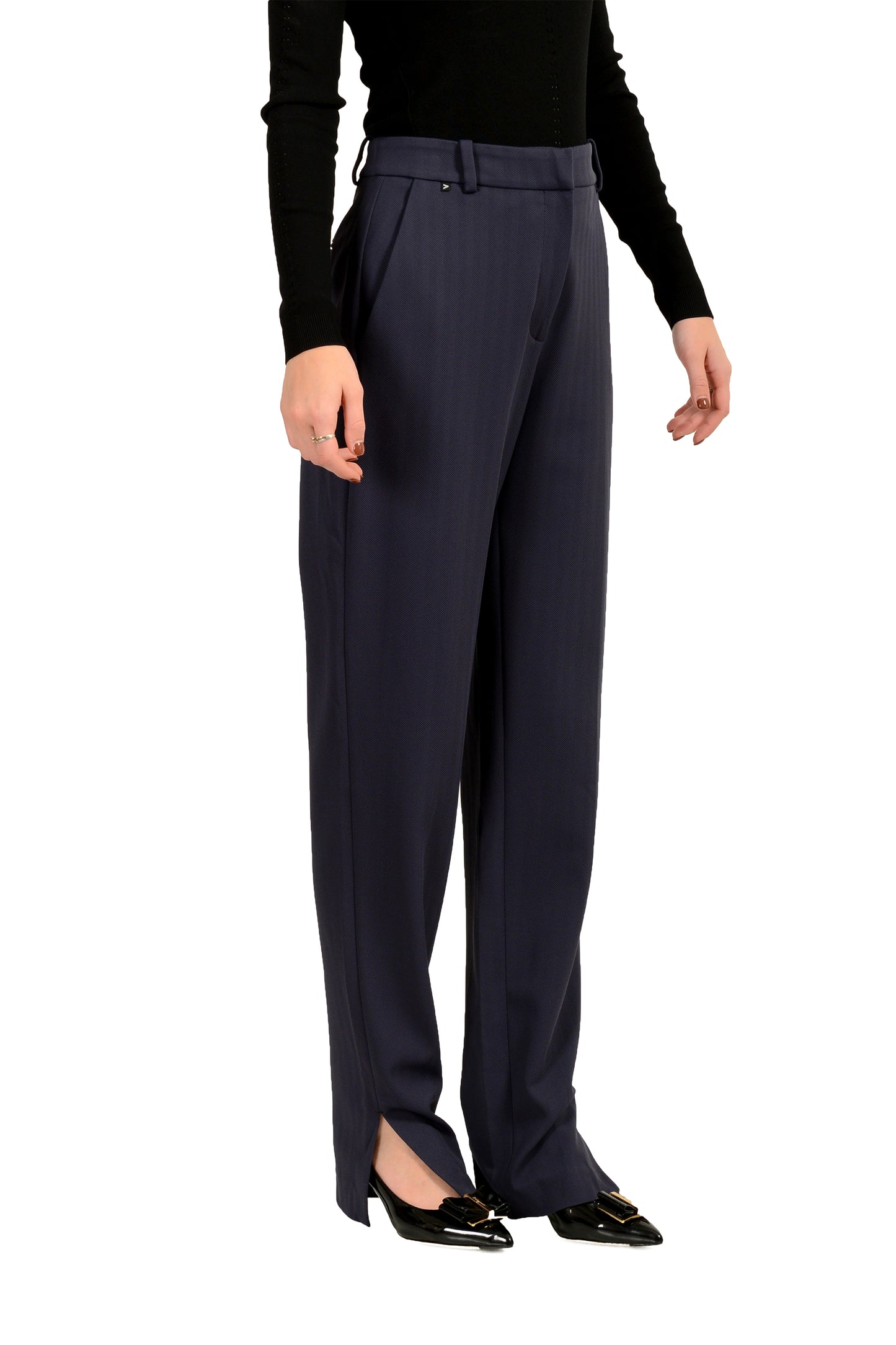 Hugo Boss Women's "Tanya_Long1" Navy Striped Straight Pants US 4 IT 40