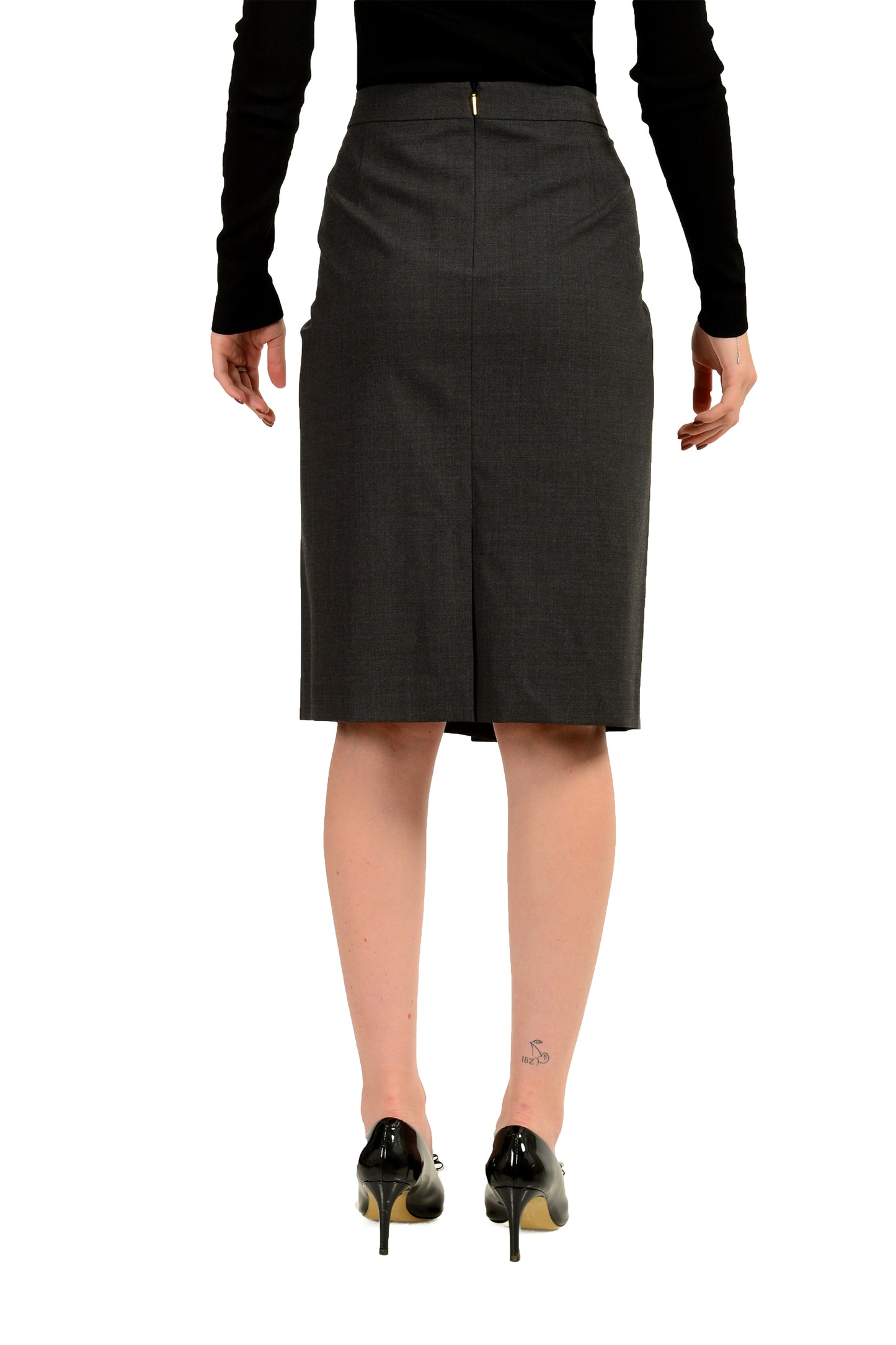 Hugo Boss Women's "Vilea" Gray Wool Straight Pencil Skirt US 12 IT 48