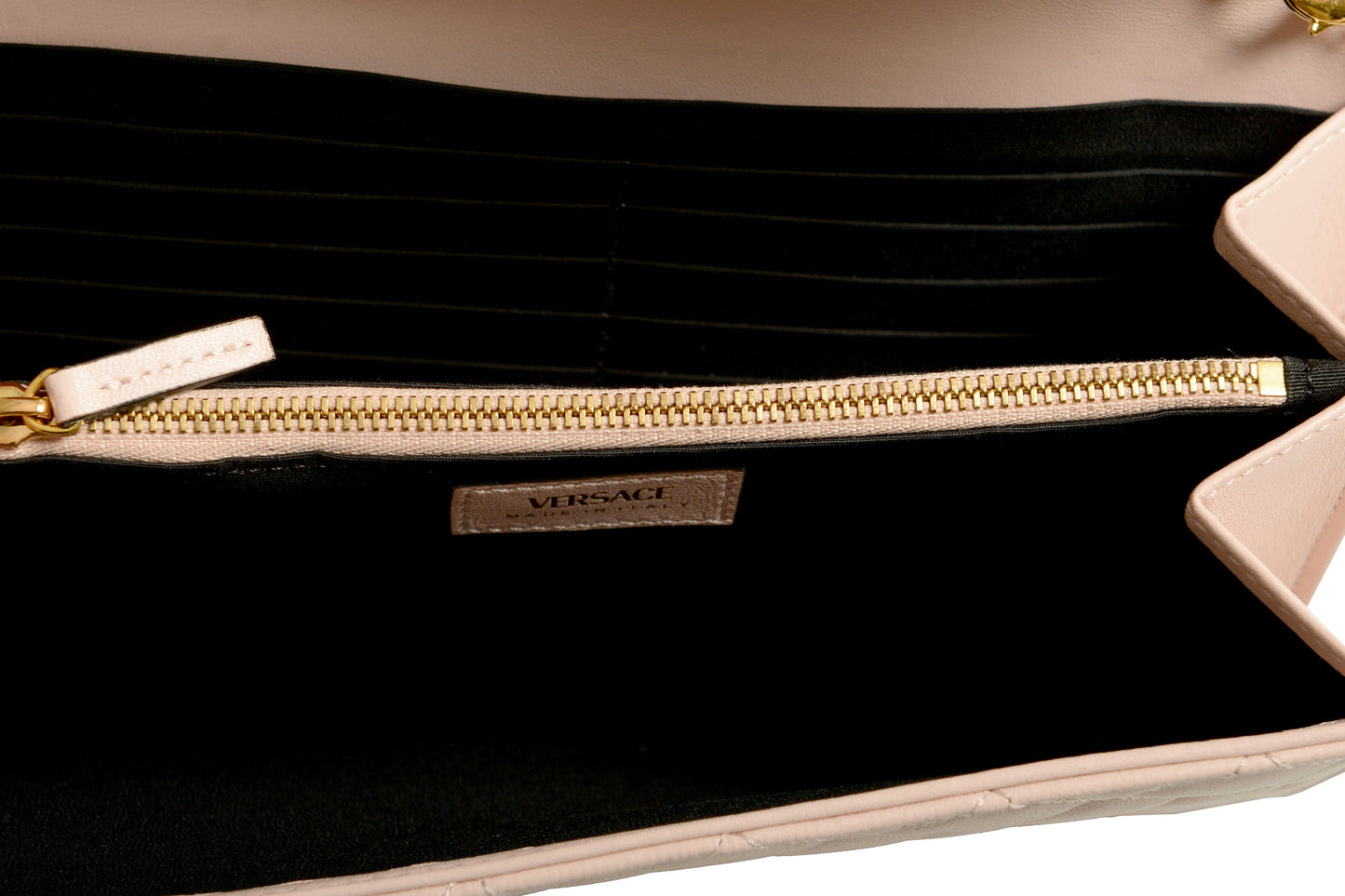 Versace Women's Leather Gold Medusa Quilted Clutch Chain Wallet Shoulder Bag