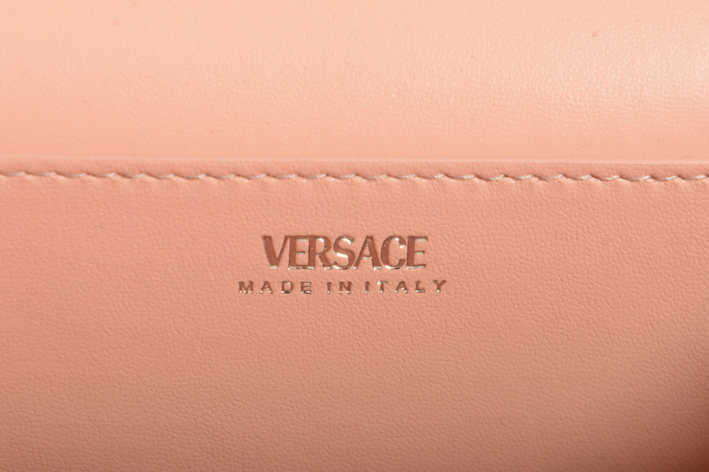 Versace Women's Pale Pink Leather Silver Medusa Clutch Wallet Shoulder Bag