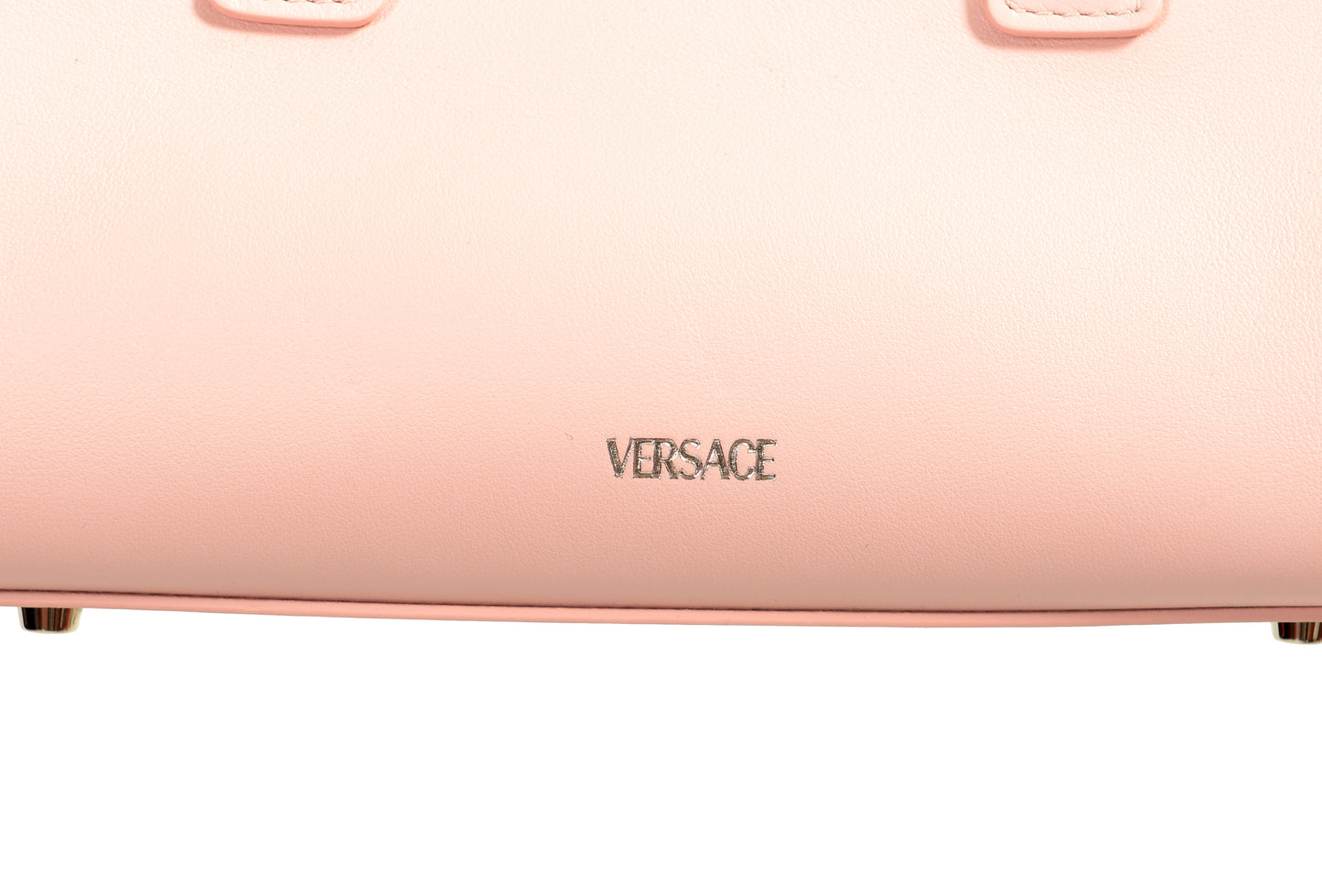 Versace Women's Pink 100% Leather Silver Medusa Head Tote Handbag Shoulder Bag