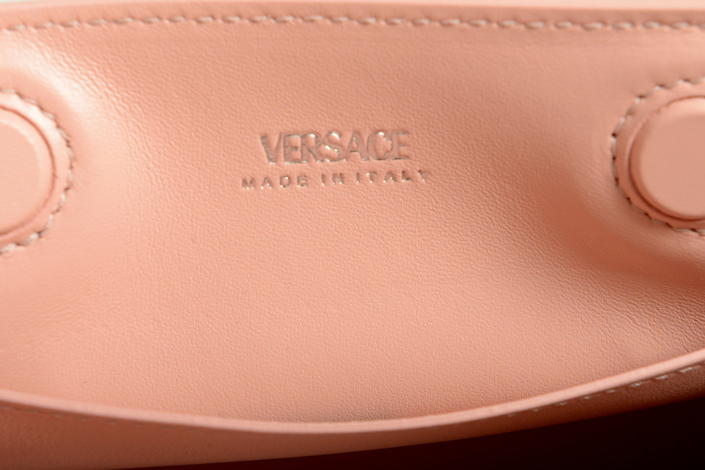 Versace Women's Pink 100% Leather Silver Medusa Head Tote Handbag Shoulder Bag