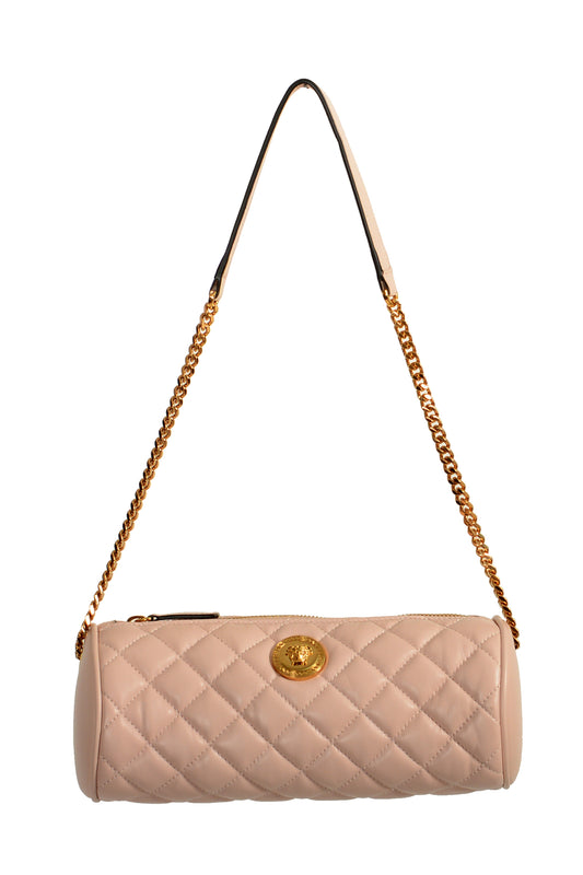 Versace Women's Leather Gold Medusa Quilted Shoulder Bag Handbag
