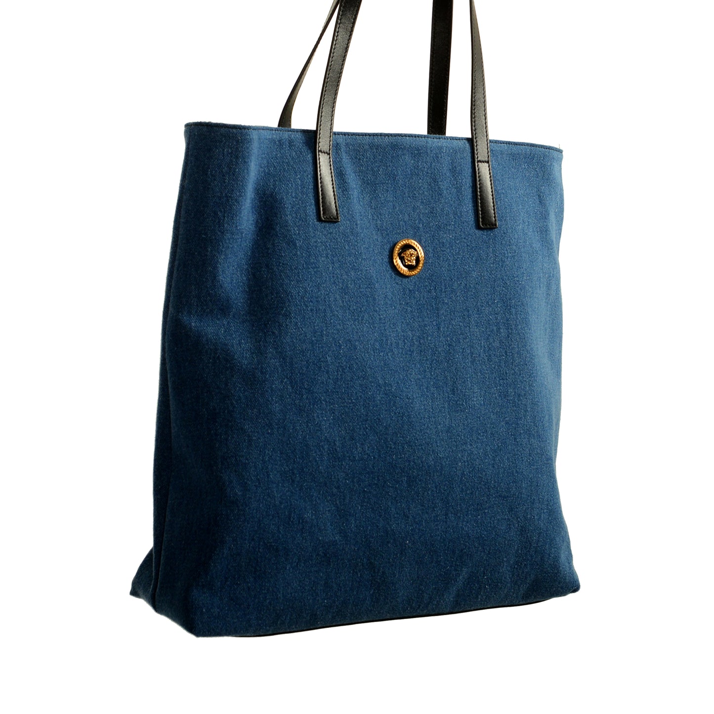 Versace Denim & Barocco Medusa Head Reversible Large Tote Handbag Shoulder Bag