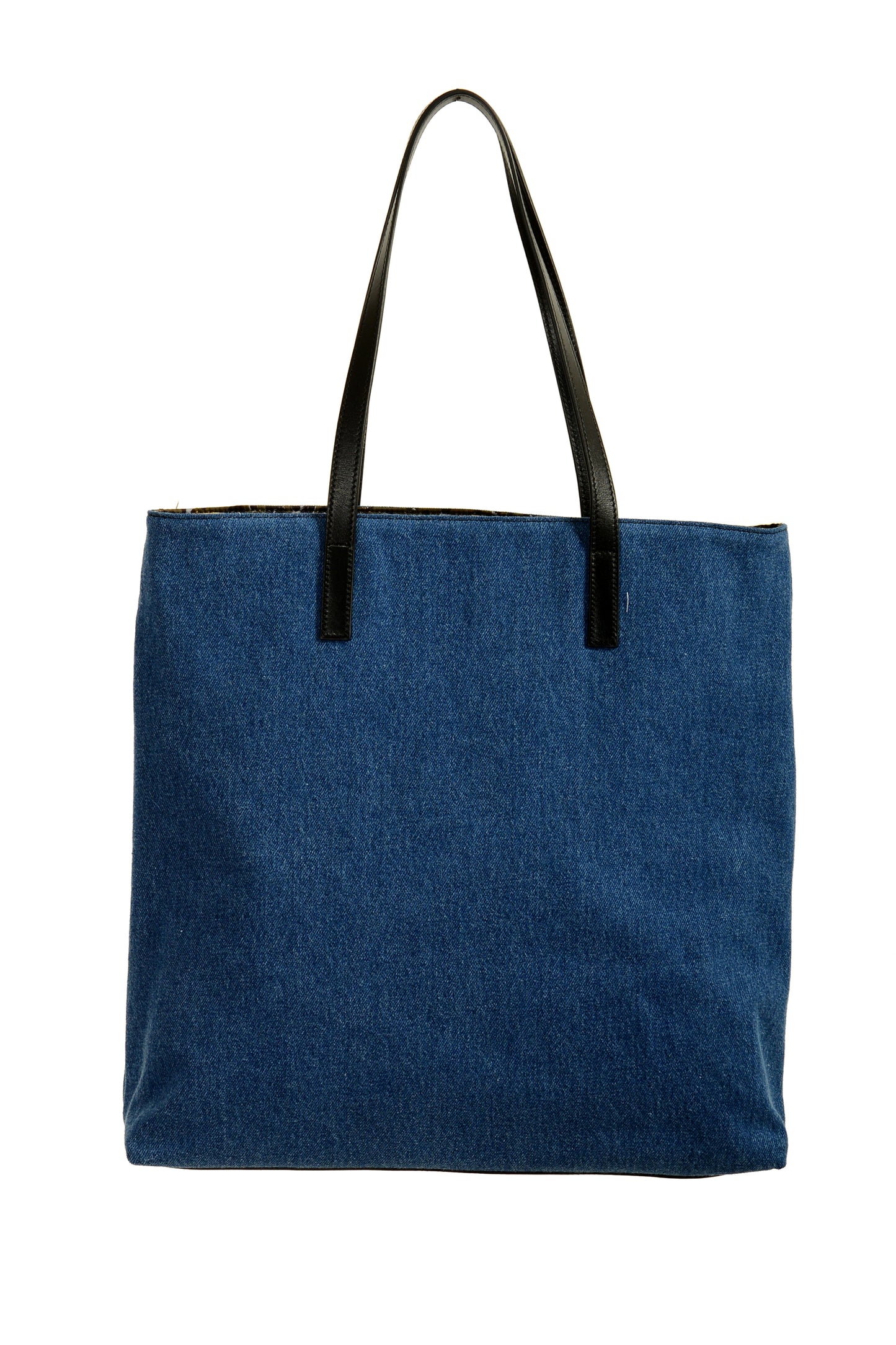 Versace Denim & Barocco Medusa Head Reversible Large Tote Handbag Shoulder Bag