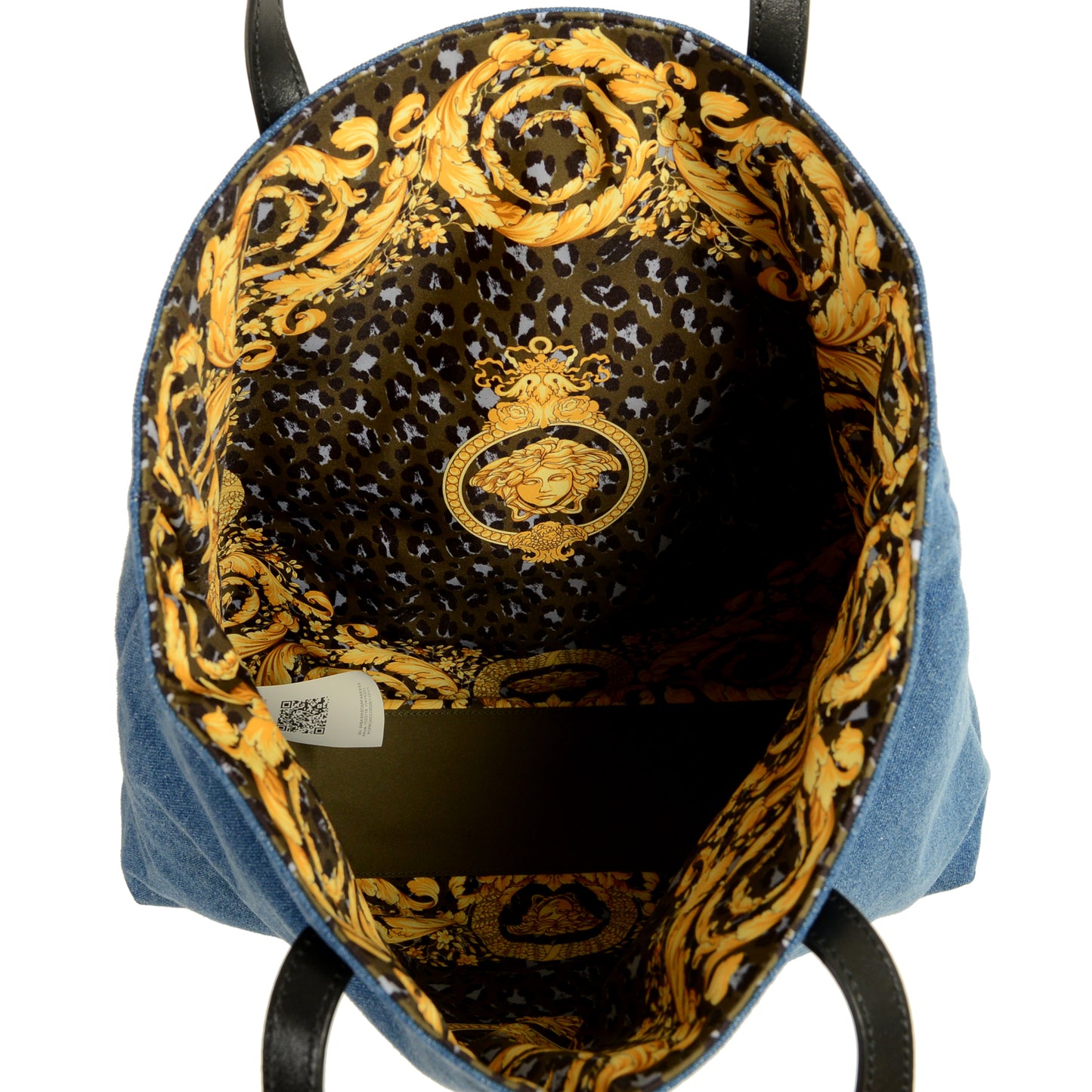 Versace Denim & Barocco Medusa Head Reversible Large Tote Handbag Shoulder Bag