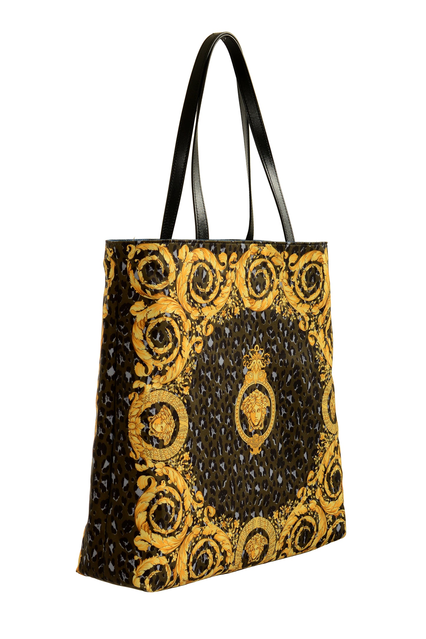 Versace Denim & Barocco Medusa Head Reversible Large Tote Handbag Shoulder Bag