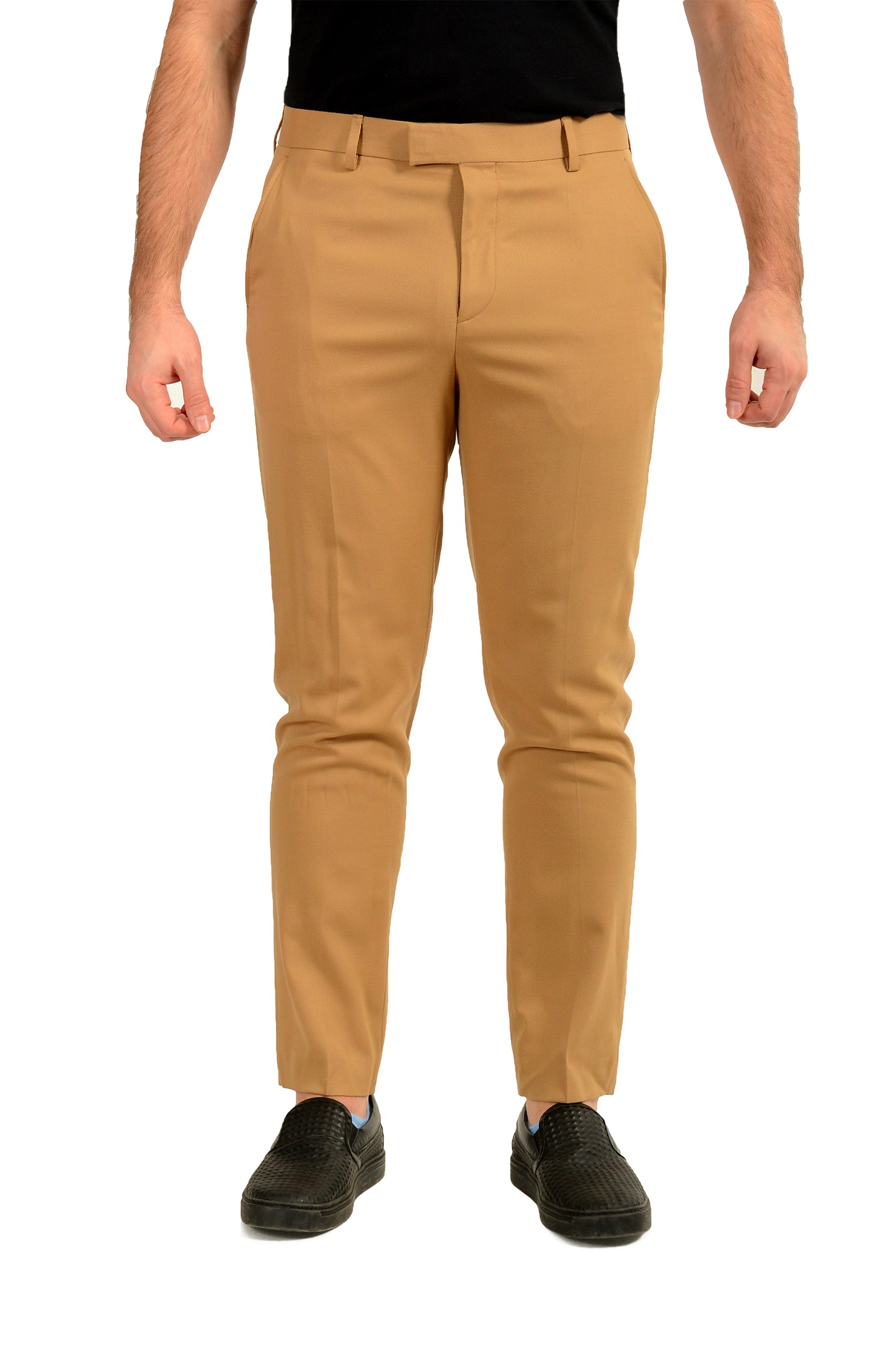 Hugo Boss Men's "H-Perin-WG-253" Beige Relaxed Fit Wool Dress Pants US 32R IT 48