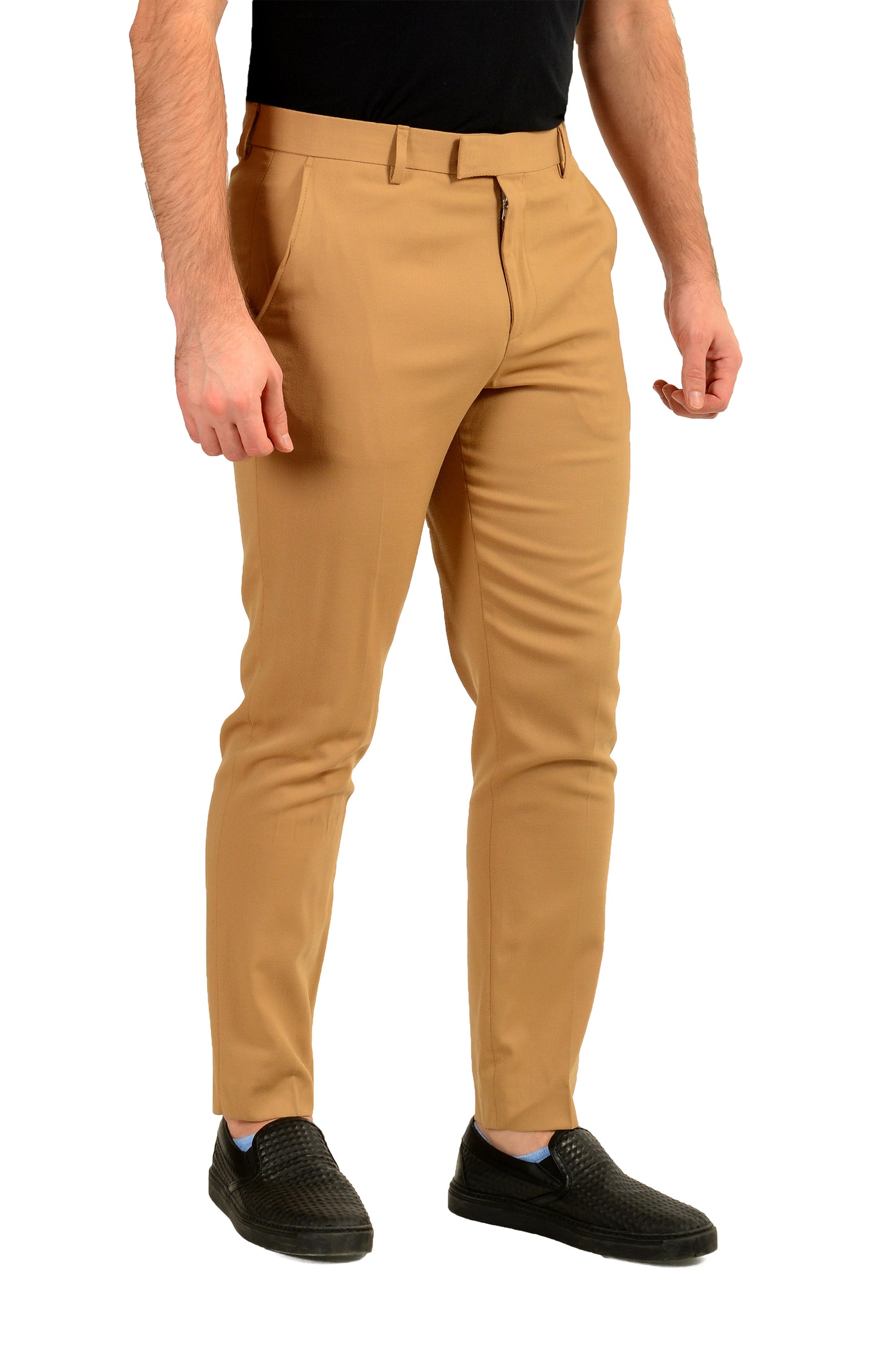 Hugo Boss Men's "H-Perin-WG-253" Beige Relaxed Fit Wool Dress Pants US 32R IT 48