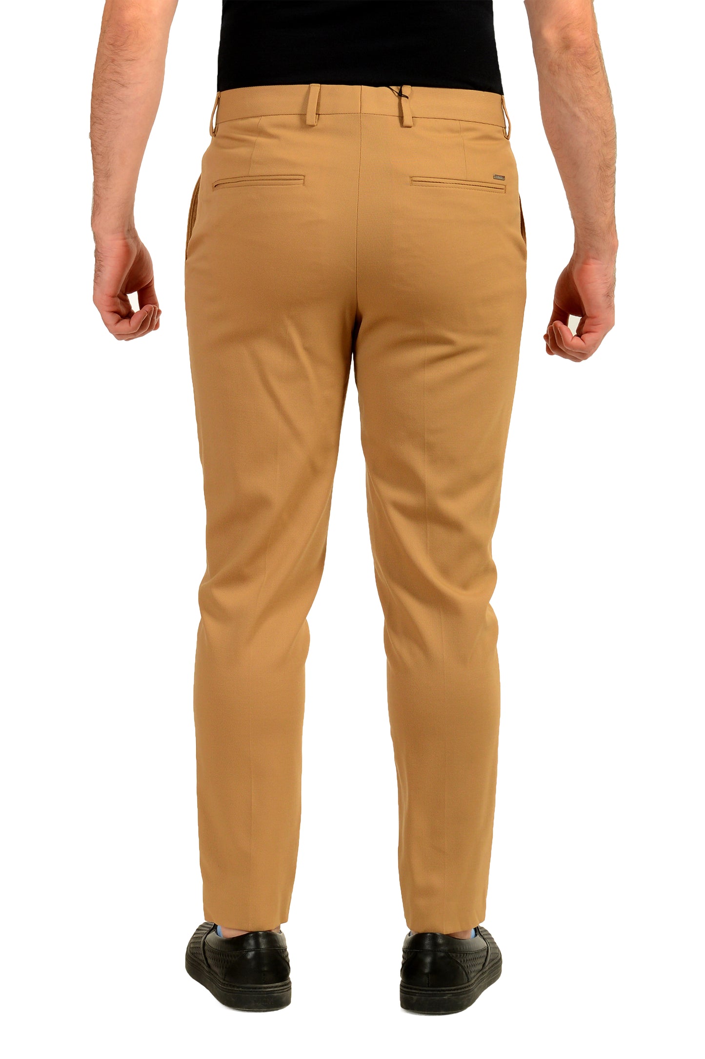 Hugo Boss Men's "H-Perin-WG-253" Beige Relaxed Fit Wool Dress Pants US 32R IT 48