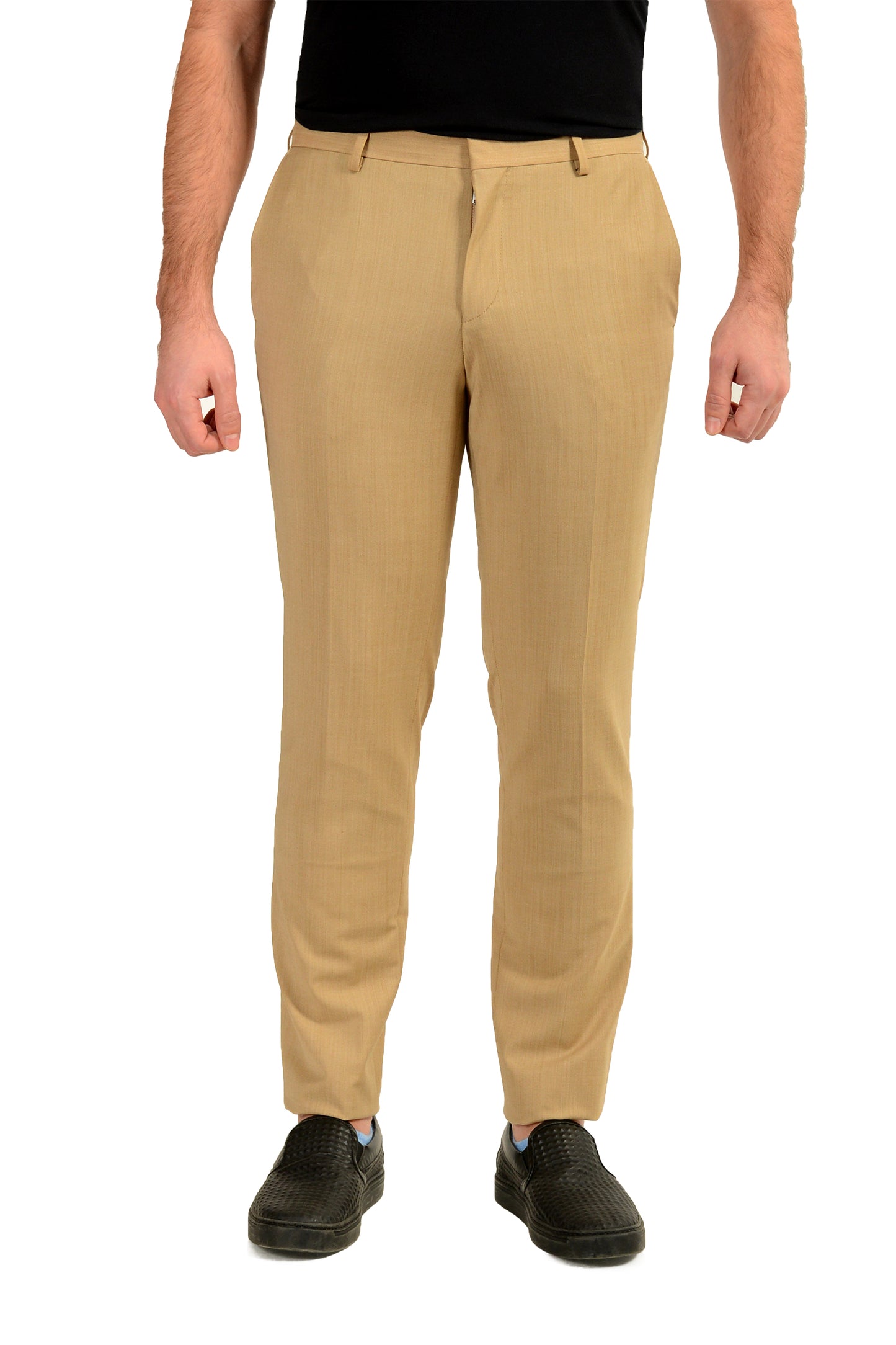 Hugo Boss Men's "Getlin232X" Slim Fit Beige Wool Dress Pants US 32R IT 48