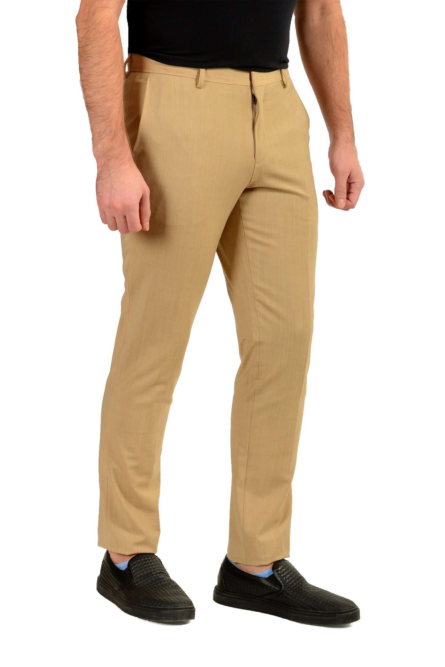 Hugo Boss Men's "Getlin232X" Slim Fit Beige Wool Dress Pants US 32R IT 48