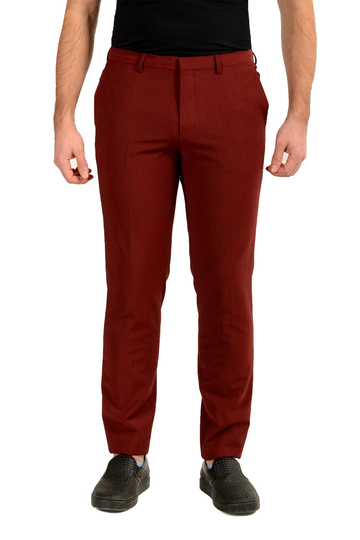 Hugo Boss Men's "Hesten232X" Extra Slim Fit Red Wool Dress Pants US 32R IT 48