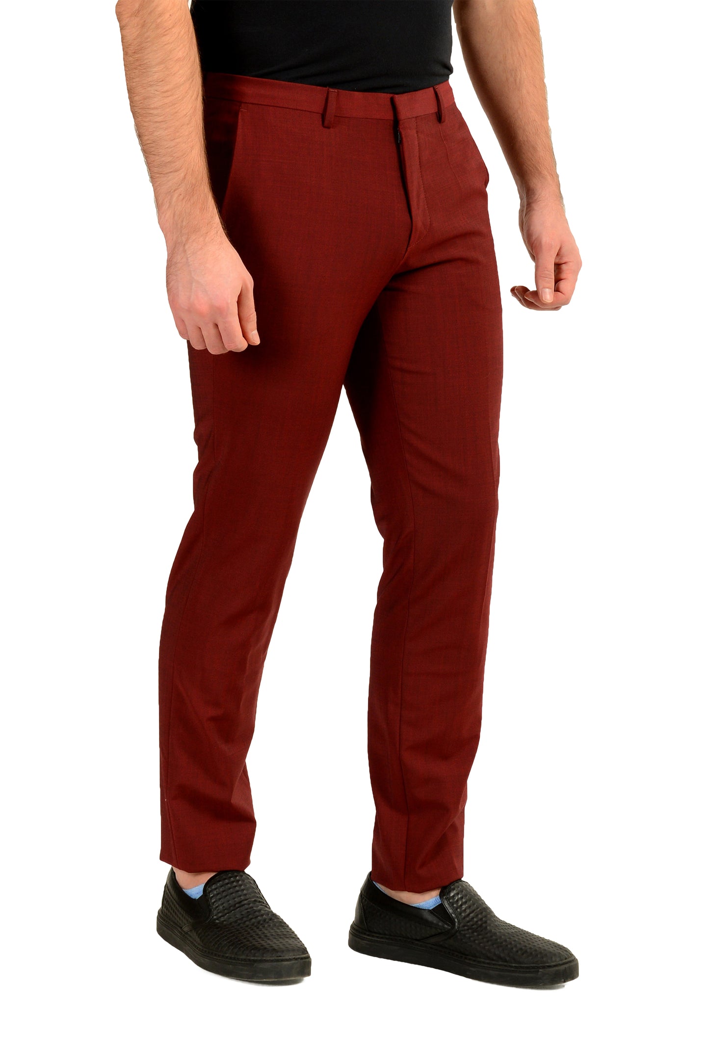 Hugo Boss Men's "Hesten232X" Extra Slim Fit Red Wool Dress Pants US 34R IT 50
