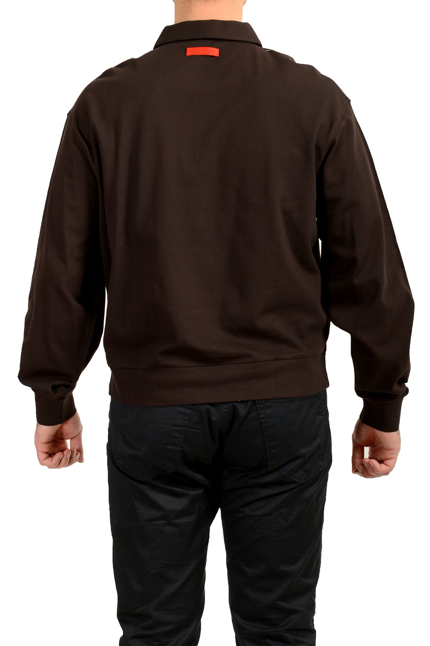 Scuderia Ferrari Men's Chocolate Brown Long Sleeve Polo Shirt US S IT 48