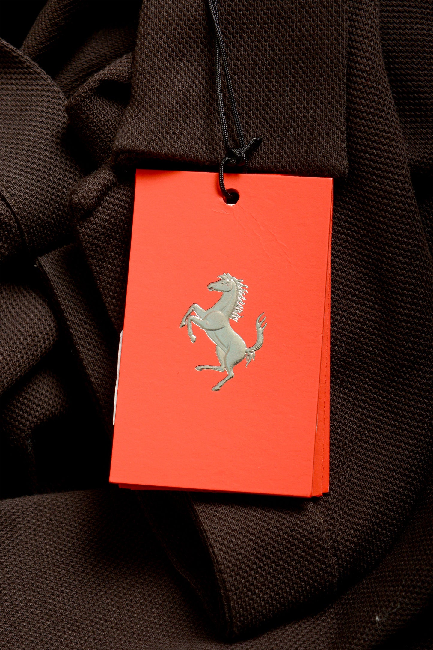 Scuderia Ferrari Men's Chocolate Brown Long Sleeve Polo Shirt US S IT 48
