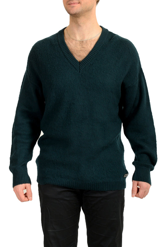 Scuderia Ferrari Men's Emerald Green 100%Wool V-Neck Pullover Sweater US L IT 52