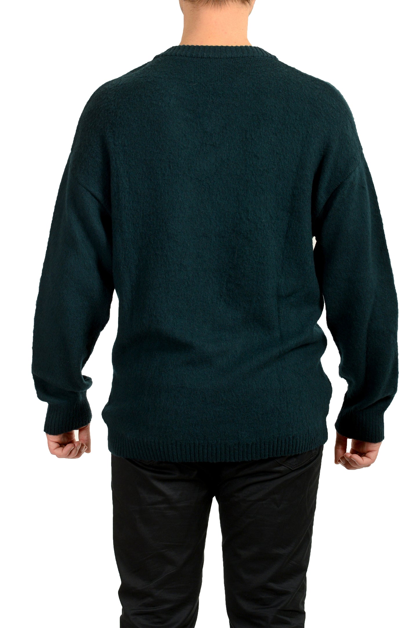 Scuderia Ferrari Men's Emerald Green 100%Wool V-Neck Pullover Sweater US M IT 50