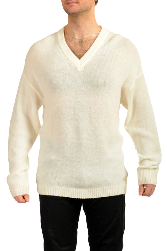 Scuderia Ferrari Men's Ivory 100%Wool V-Neck Pullover Sweater US XS IT 46