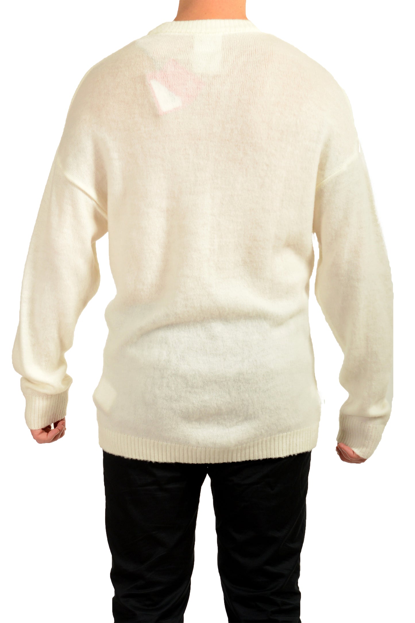 Scuderia Ferrari Men's Ivory 100%Wool V-Neck Pullover Sweater US XS IT 46
