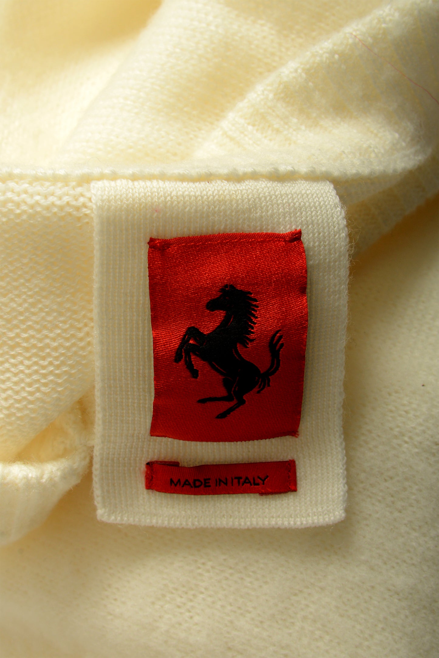 Scuderia Ferrari Men's Ivory 100%Wool V-Neck Pullover Sweater US XS IT 46