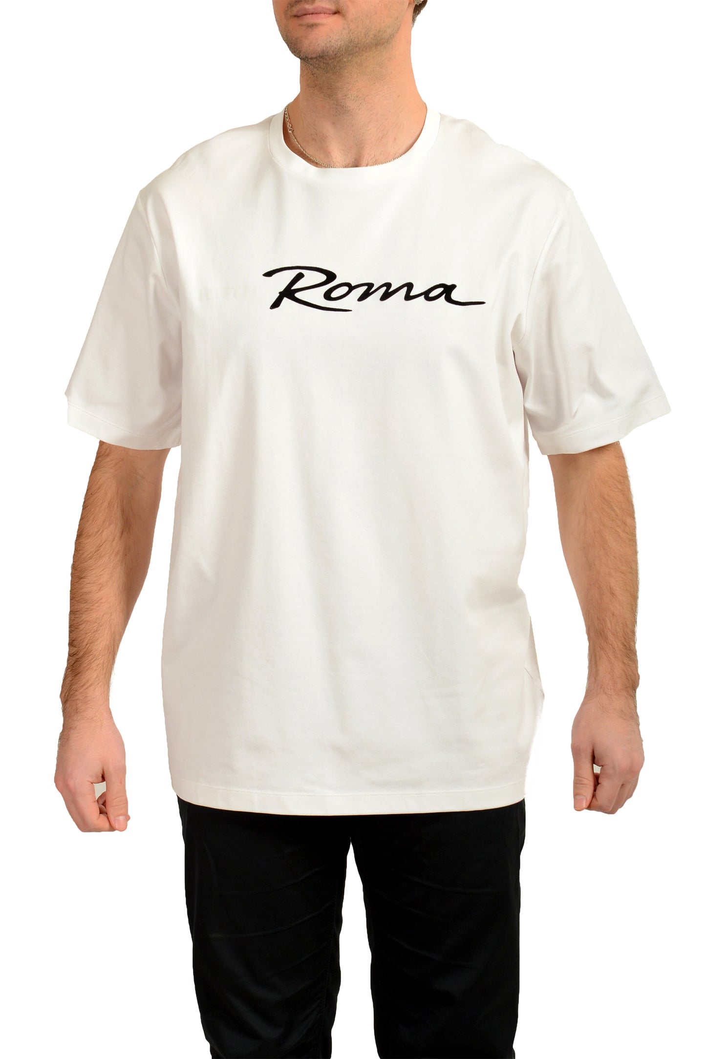 Scuderia Ferrari Men's White "ROMA" Short Sleeve T-Shirt US 2XL IT 56