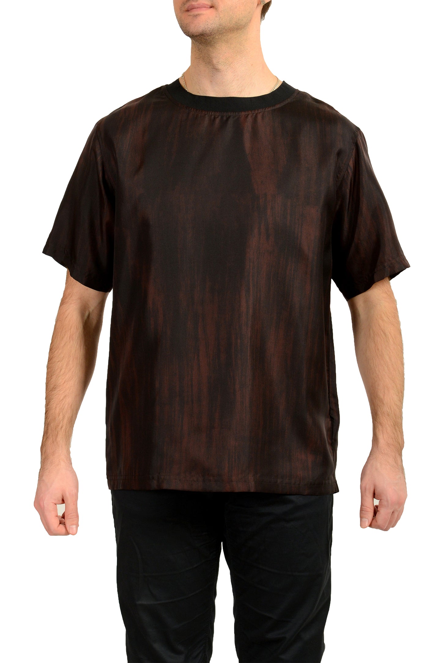 Scuderia Ferrari Men's Printed 100% Silk Short Sleeve T-Shirt US S IT 48
