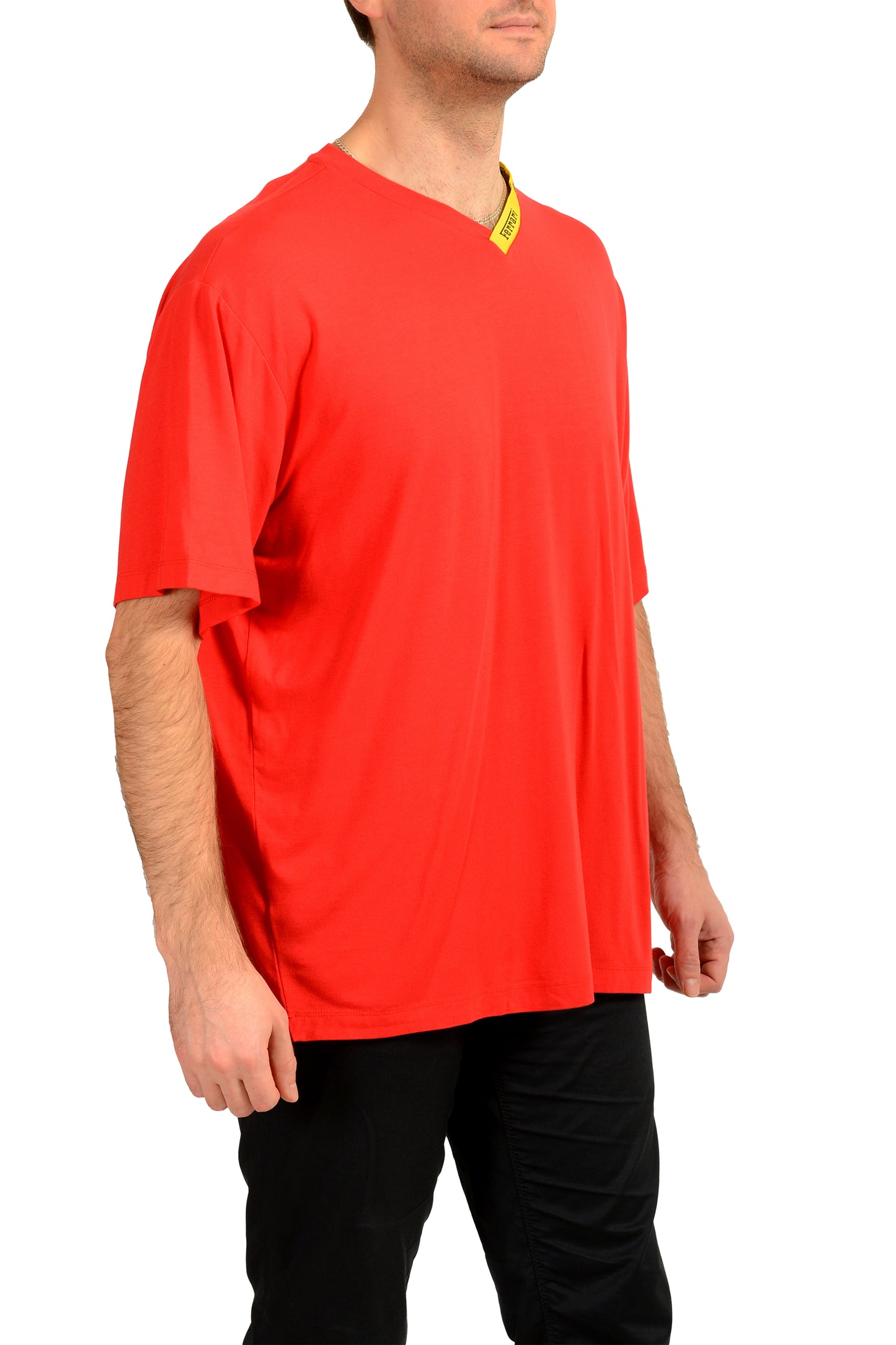 Scuderia Ferrari Men's Red V-Neck Short Sleeve T-Shirt US 3XL IT 58