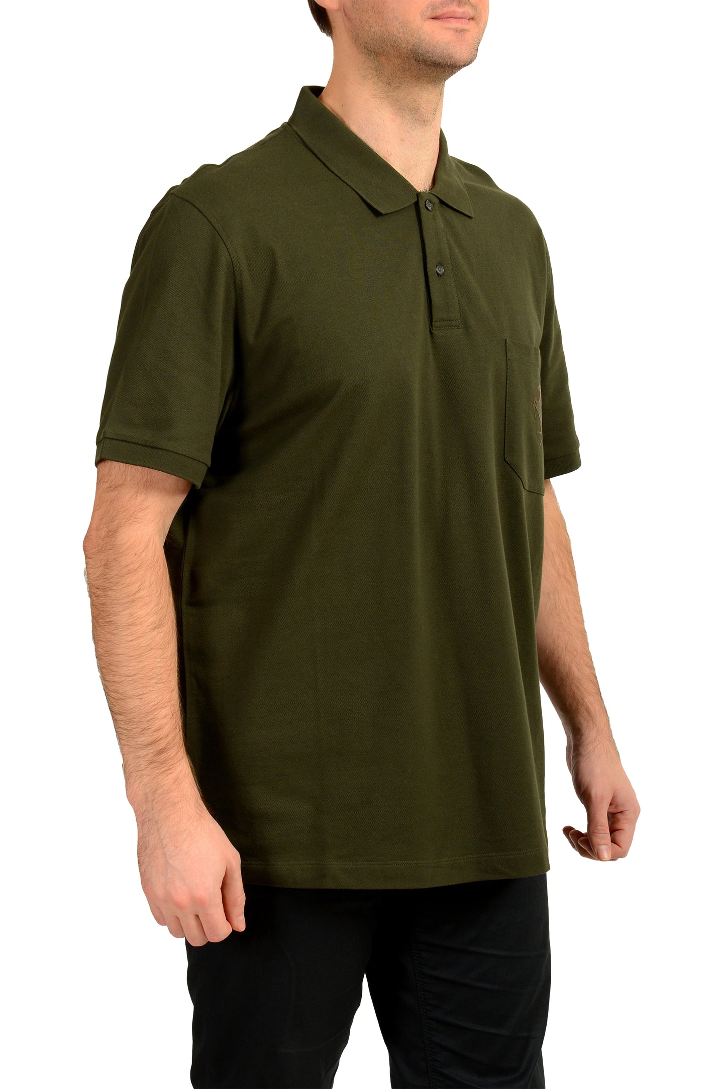 Scuderia Ferrari Men's Olive Green Piquet Short Sleeve Polo Shirt US 3XL IT 58