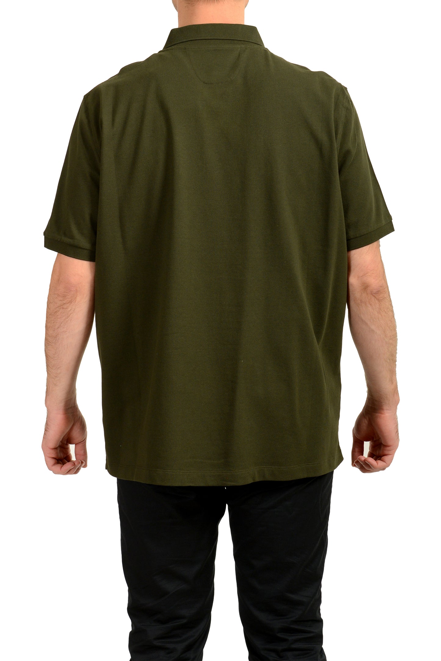 Scuderia Ferrari Men's Olive Green Piquet Short Sleeve Polo Shirt US 2XL IT 56
