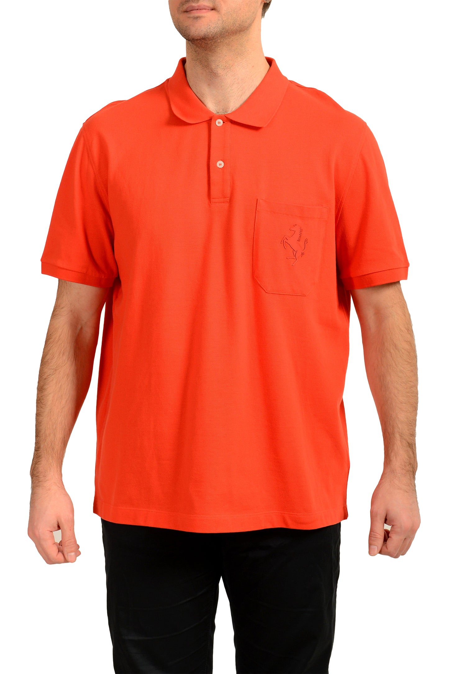 Scuderia Ferrari Men's Red Piquet Short Sleeve Polo Shirt US 2XL IT 56