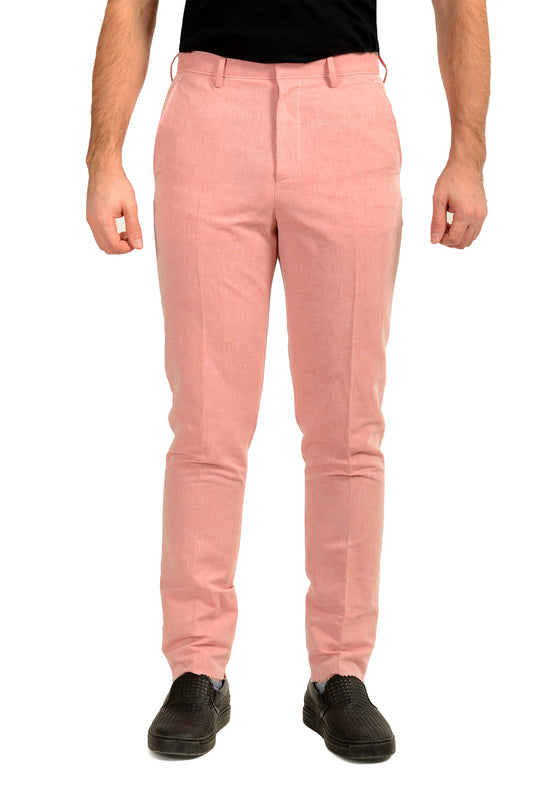 Hugo Boss Men's "Pirko1" Pink Linen Flat Front Pants US 30R IT 46