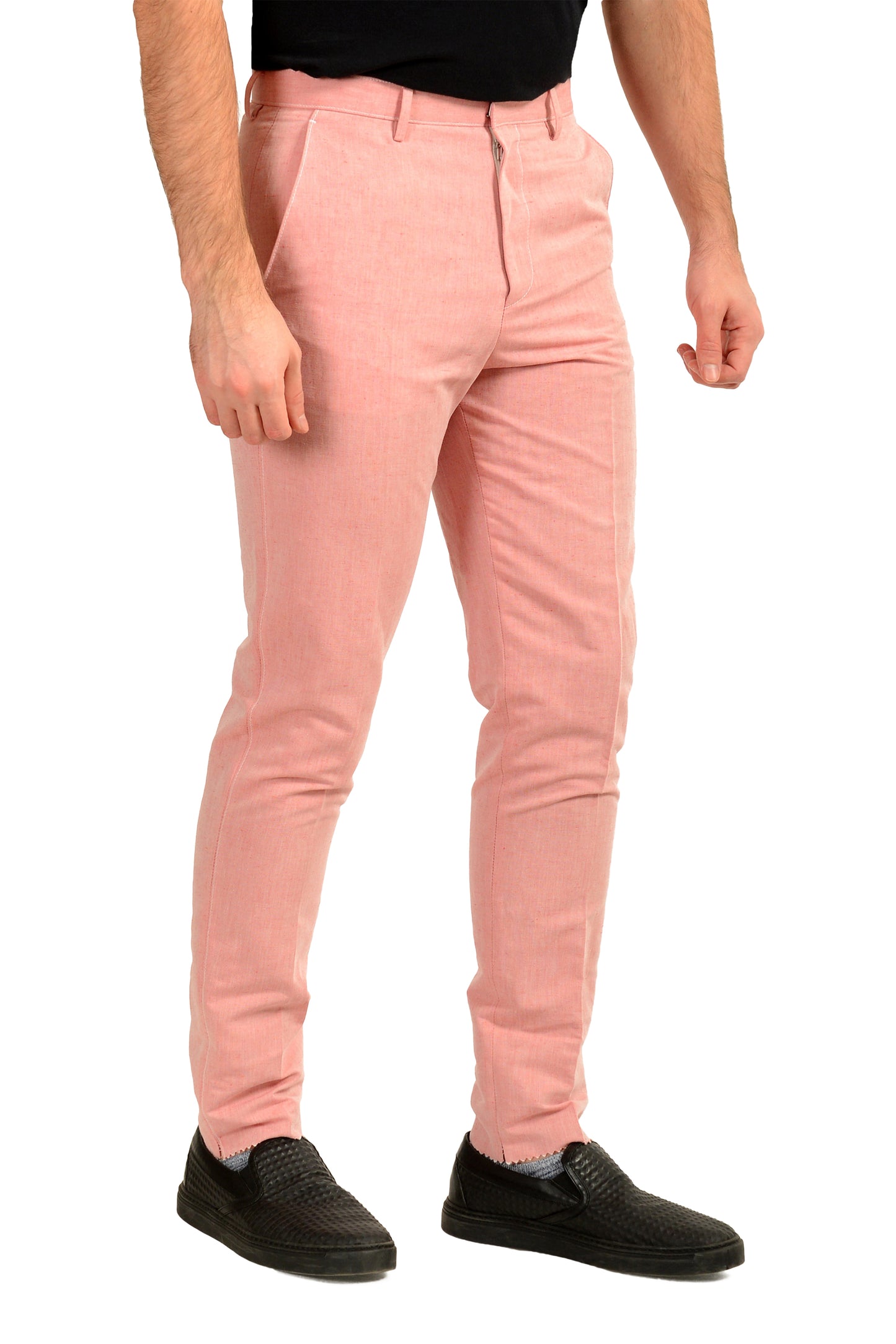 Hugo Boss Men's "Pirko1" Pink Linen Flat Front Pants US 30R IT 46