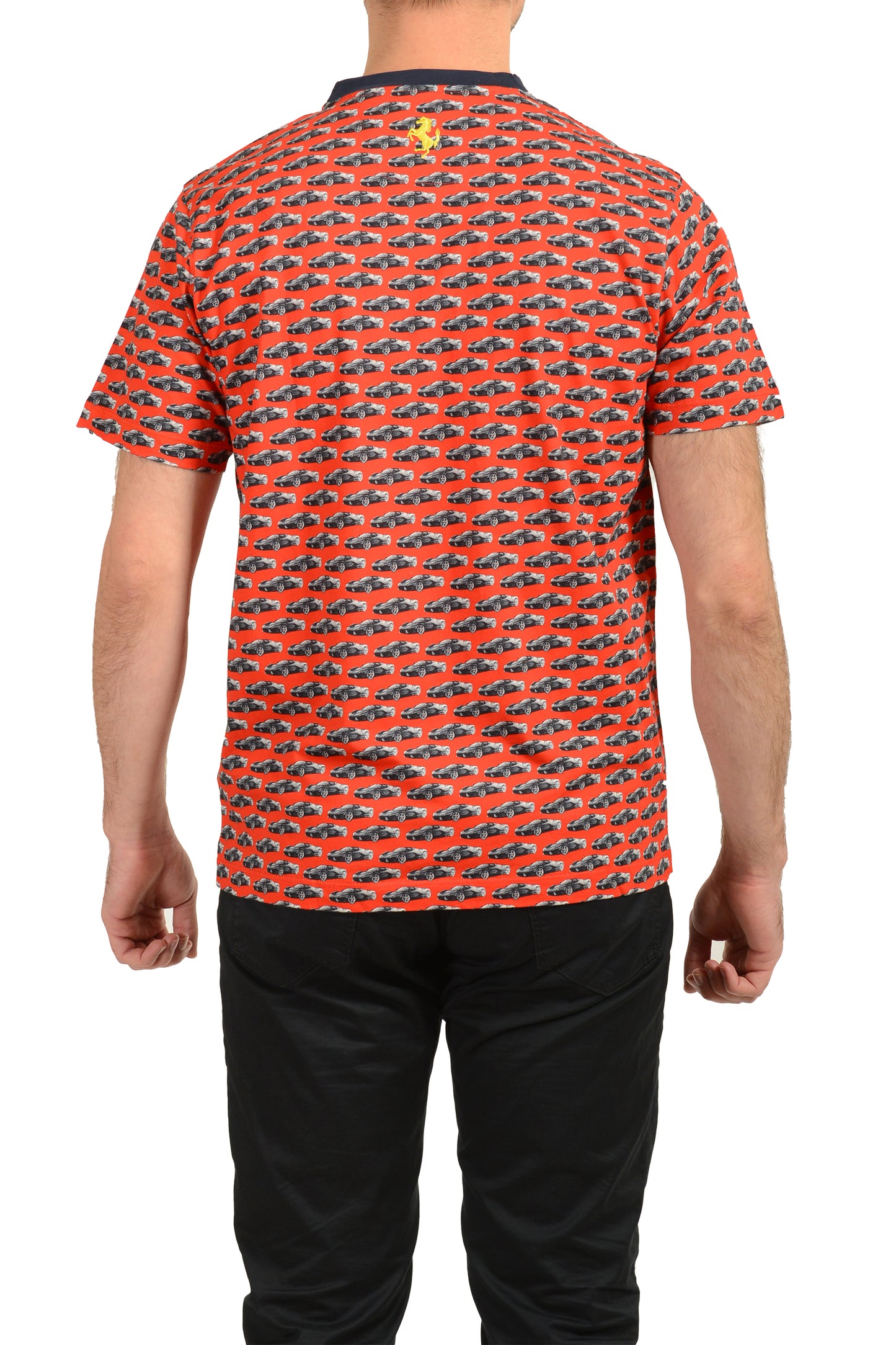 Scuderia Ferrari Men "Allover" Logo V-Neck Short Sleeve T-Shirt US XL IT 54