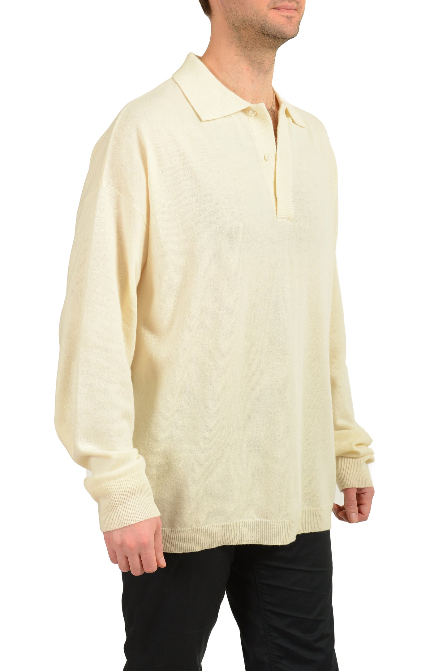 Scuderia Ferrari Men's Ivory 100%Wool Polo Style Pullover Sweater US XL IT 54