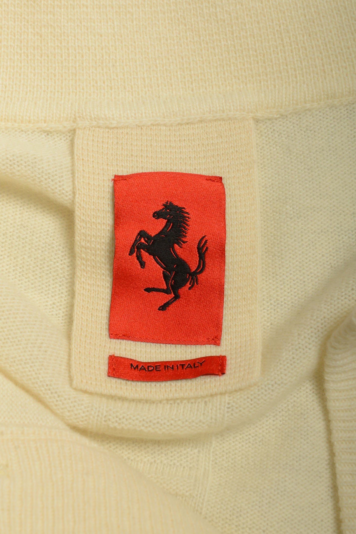 Scuderia Ferrari Men's Ivory 100%Wool Polo Style Pullover Sweater US M IT 50