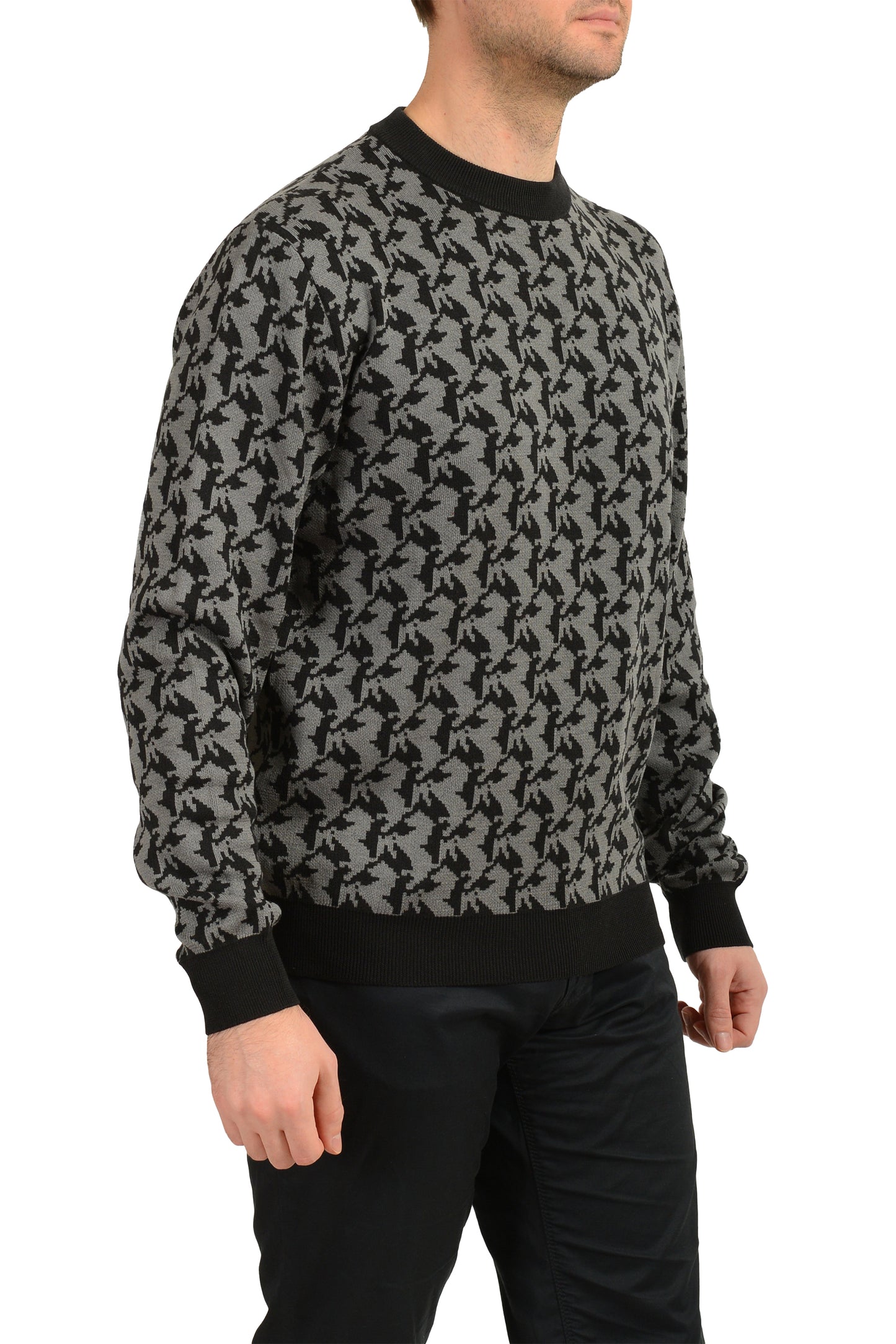 Scuderia Ferrari Men's Pixelated Organic Cotton Silk C-Neck Sweater US 2XL IT 56