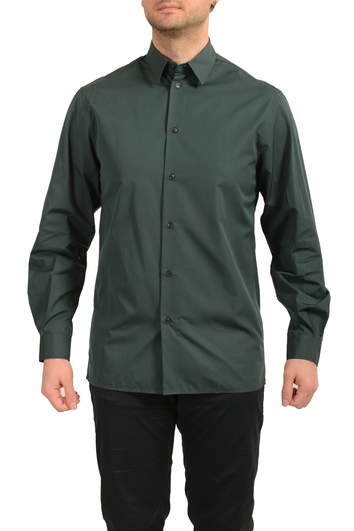 Scuderia Ferrari Fluid Pure Cotton Italian Collar Green Shirt US M IT 50
