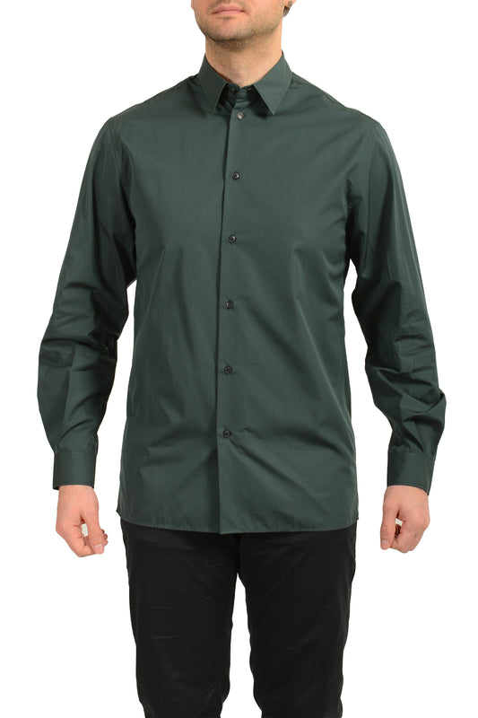 Scuderia Ferrari Fluid Pure Cotton Italian Collar Green Shirt US M IT 50