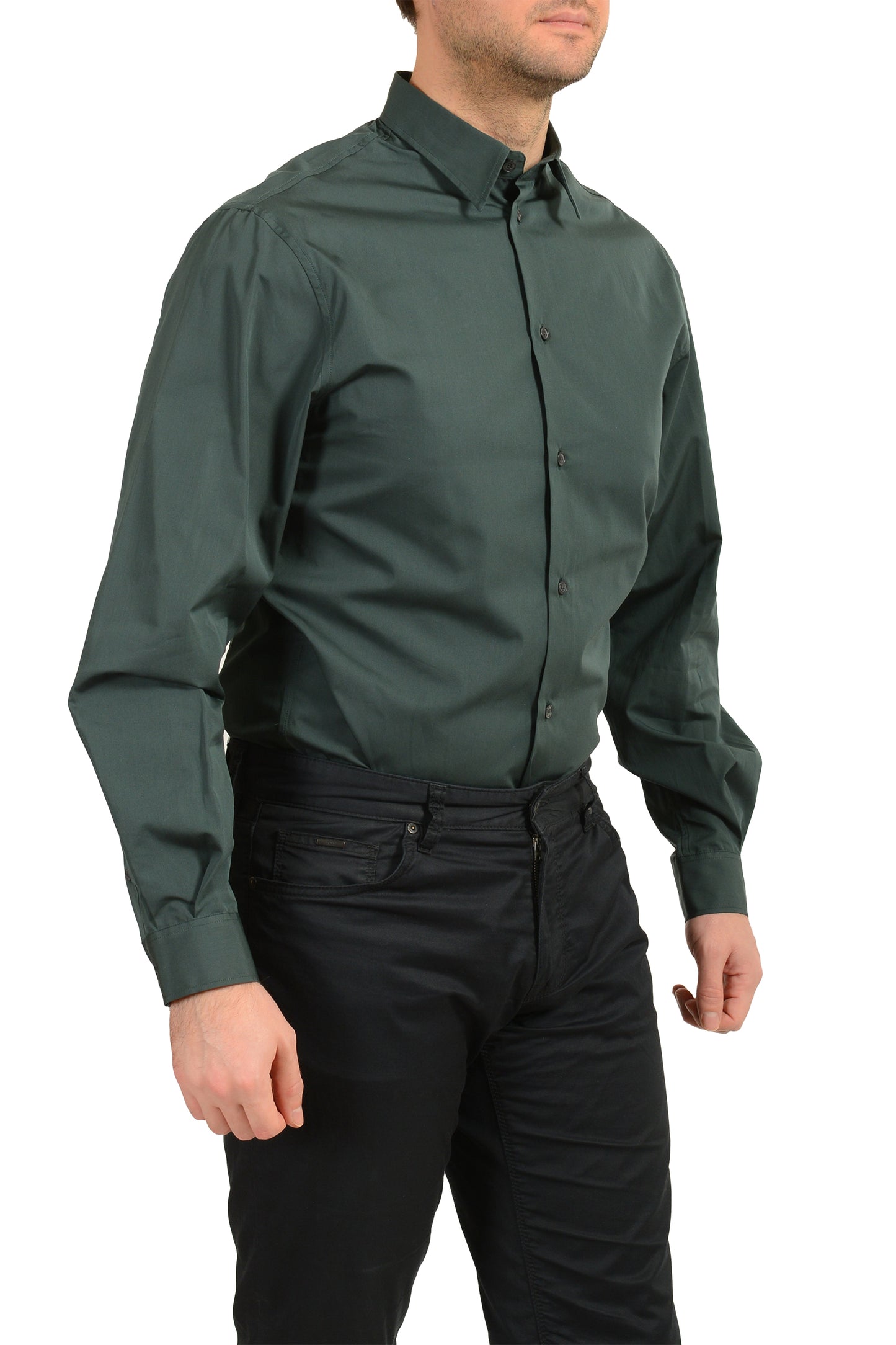 Scuderia Ferrari Fluid Pure Cotton Italian Collar Green Shirt US M IT 50