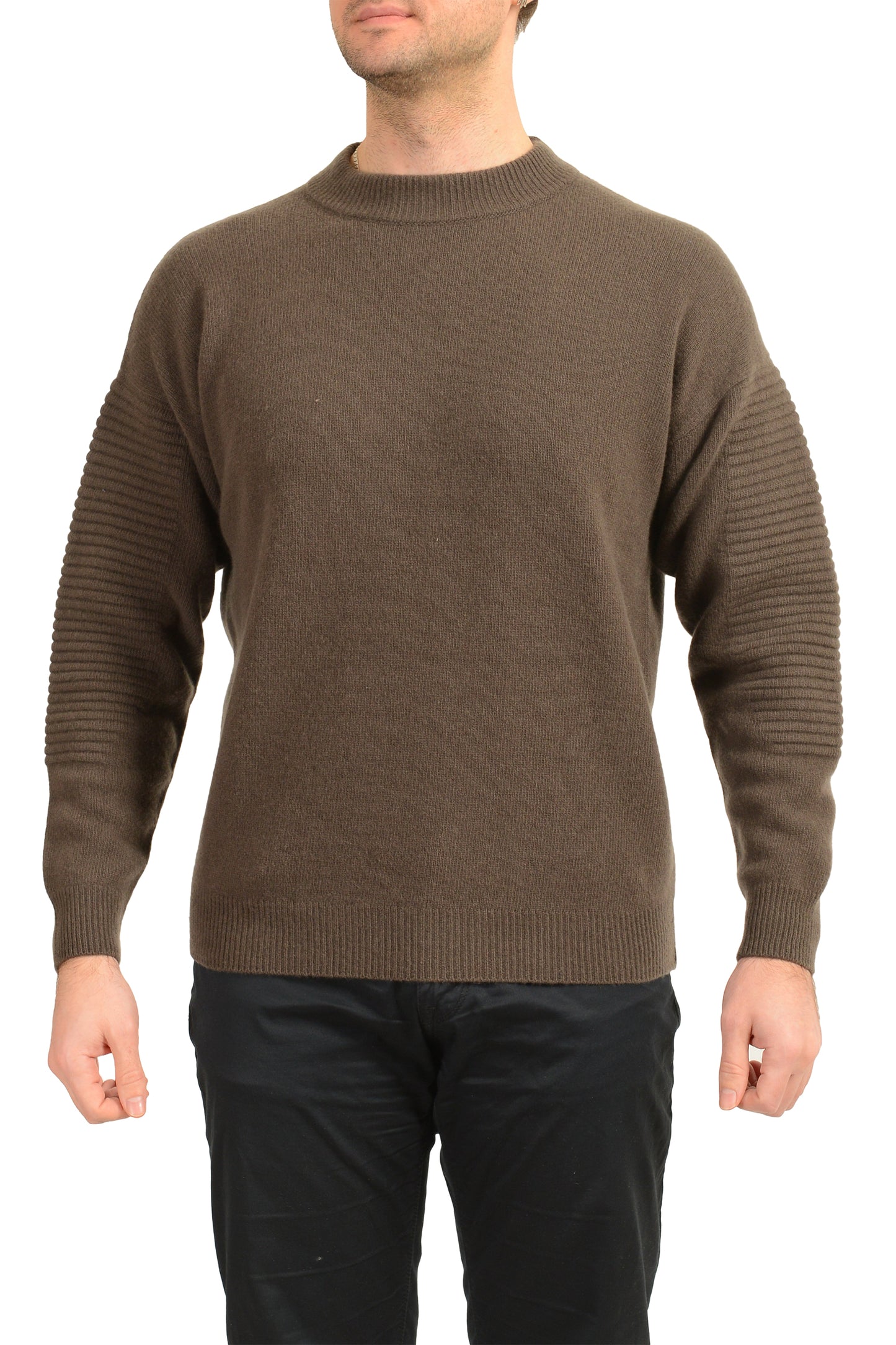 Scuderia Ferrari Men's Brown Wool Cashmere C-Neck Sweater US S IT 48