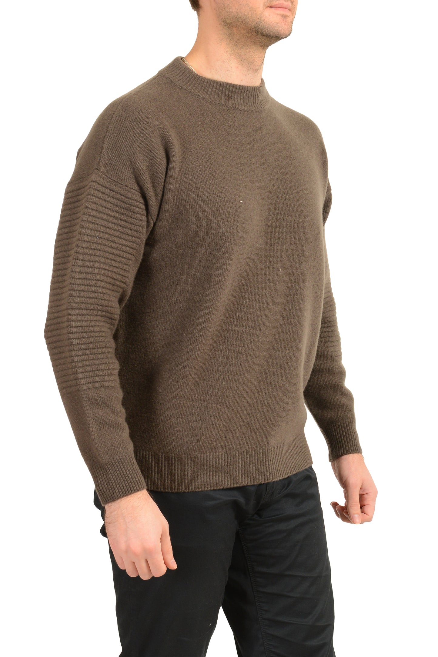 Scuderia Ferrari Men's Brown Wool Cashmere C-Neck Sweater US S IT 48