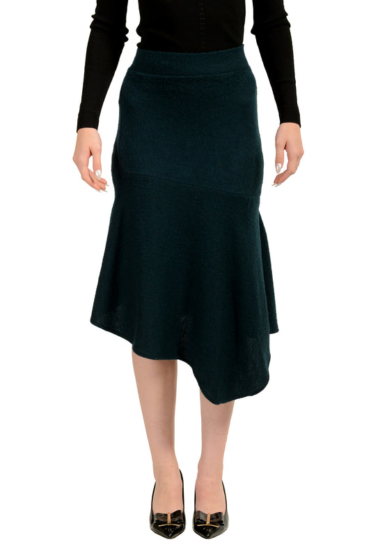 Scuderia Ferrari Women's Emerald Green 100% Wool Asymmetrical Skirt US M IT 42