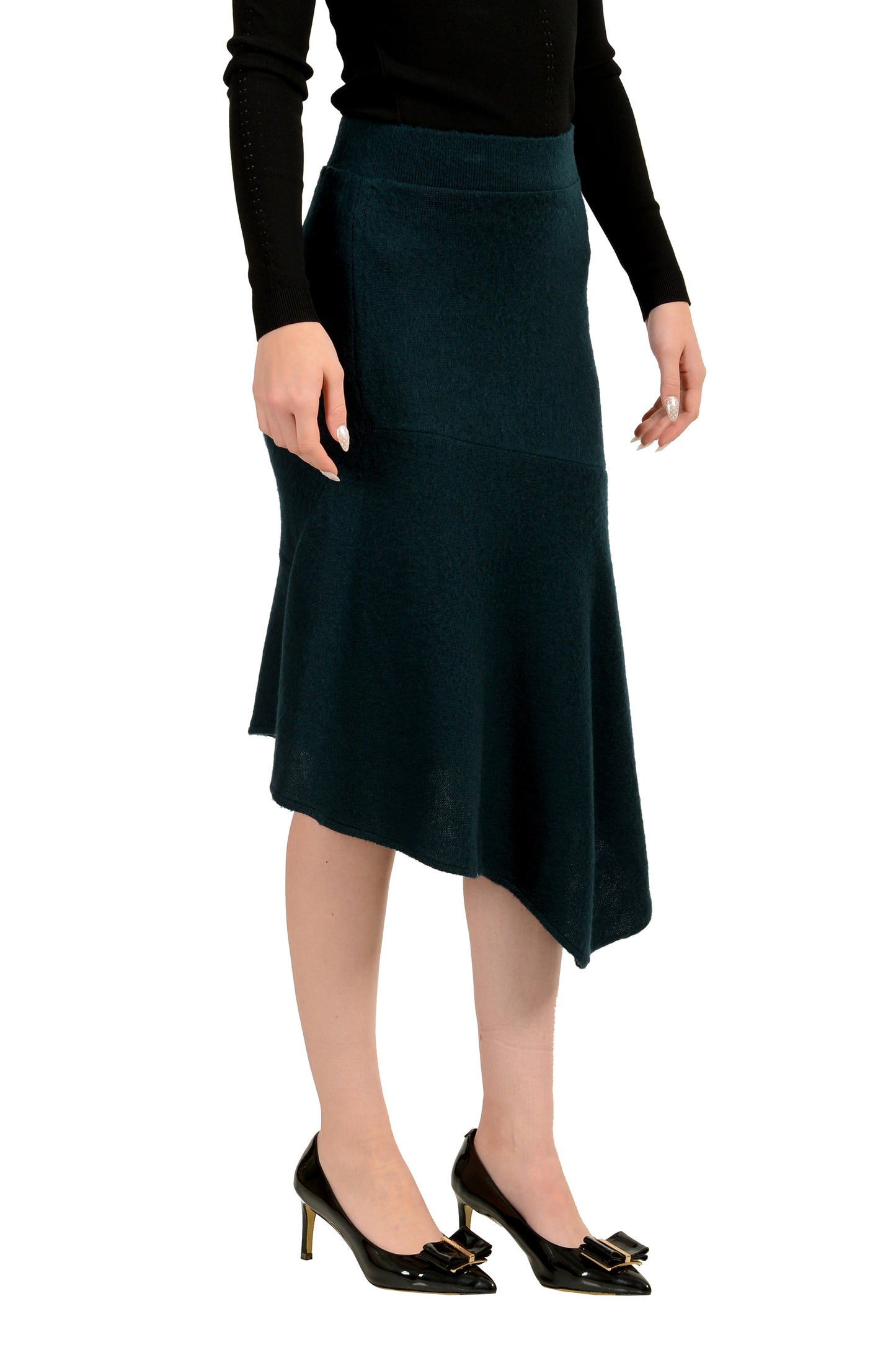 Scuderia Ferrari Women's Emerald Green 100% Wool Asymmetrical Skirt US M IT 42