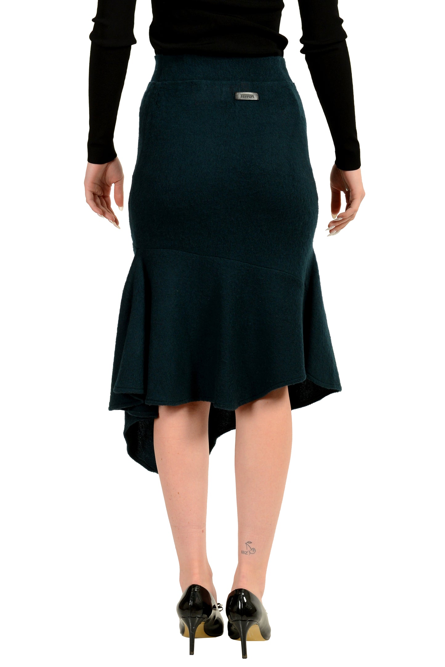 Scuderia Ferrari Women's Emerald Green 100% Wool Asymmetrical Skirt US M IT 42