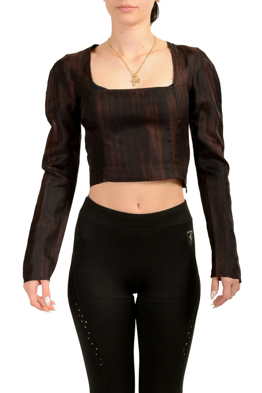 Scuderia Ferrari Women's Printed 100% Silk Long Sleeve Blouse Shirt US L IT 44