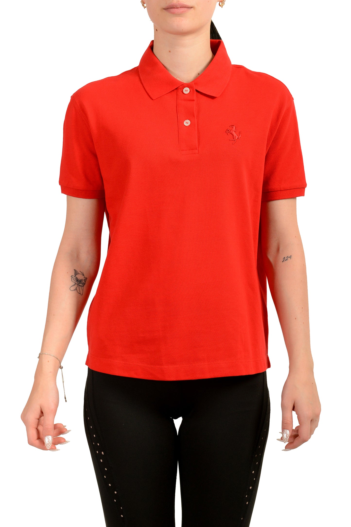 Scuderia Ferrari Women's Red Short Sleeve Piquet Polo Shirt US XL IT 46