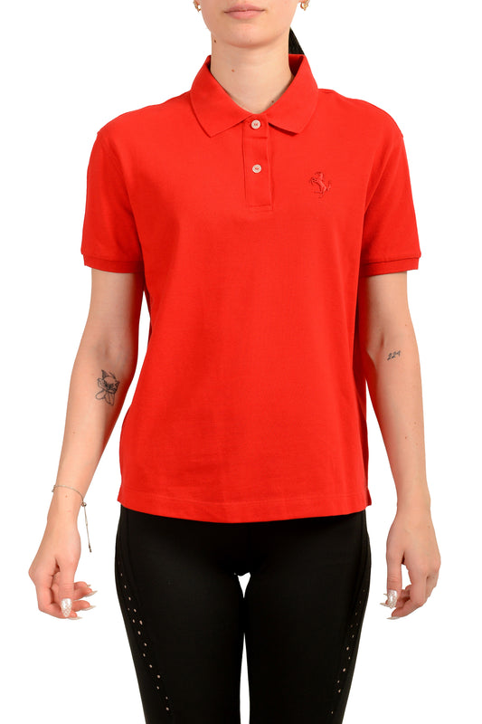 Scuderia Ferrari Women's Red Short Sleeve Piquet Polo Shirt US XL IT 46