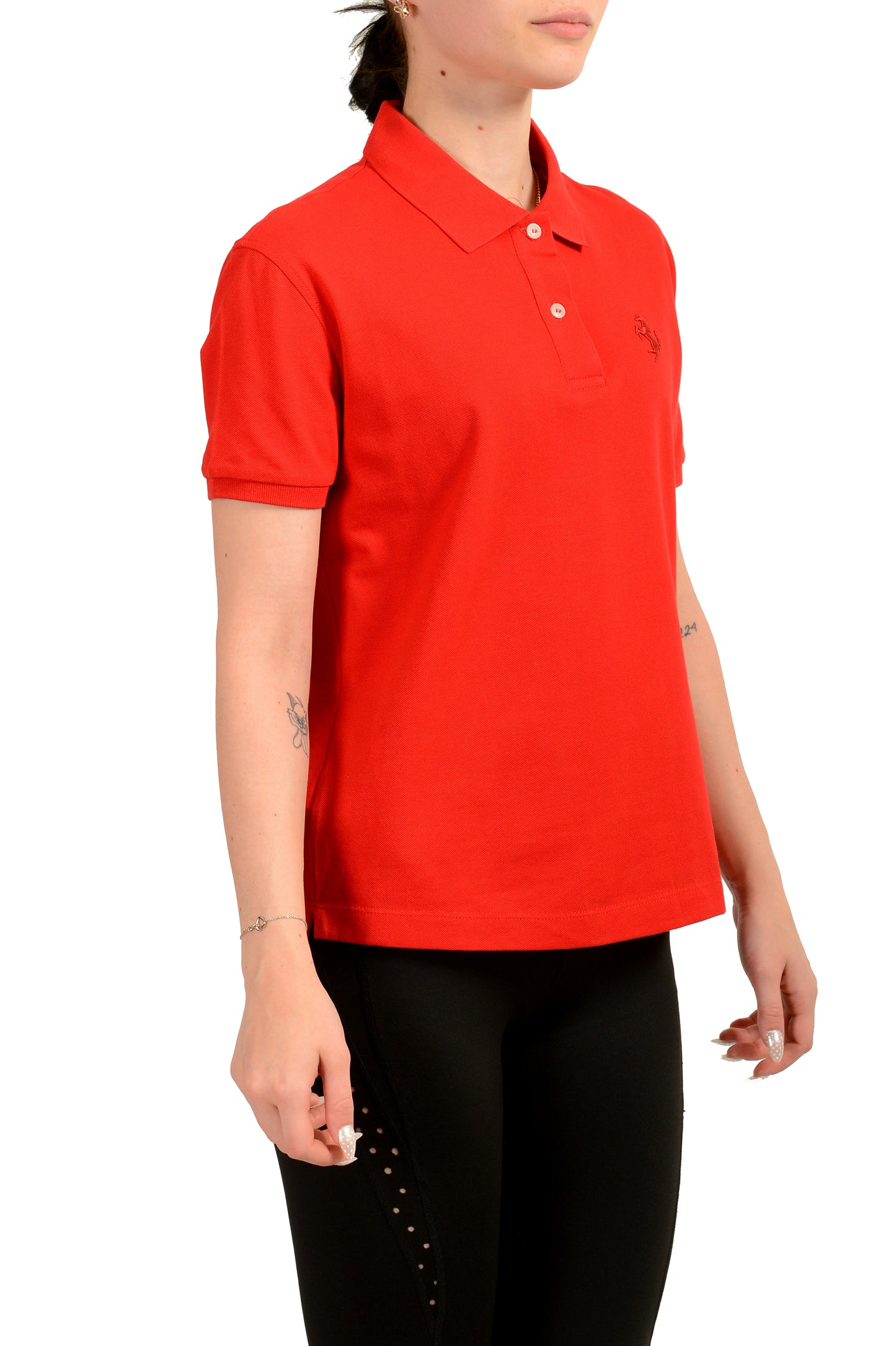 Scuderia Ferrari Women's Red Short Sleeve Piquet Polo Shirt US XL IT 46